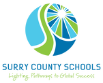 Surry County Schools Logo. Image text says: Surry County Schools, Lighting Pathways to Global Success
