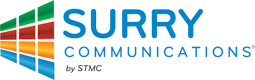 Surry Communications Logo. Image text says: Surry Communications by STMC.