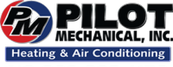 Pilot Mechanical Logo. Image text says: PM. Pilot Mechanical, Inc. Heating and Air Conditioning