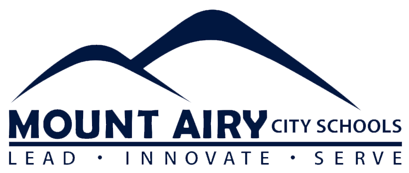 Mount Airy City Schools Logo. Images text says: Mount Airy City Schools, lead, innovate, serve