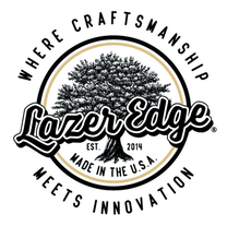 Lazer Edge Logo. Image text says: Lazer Edge. Established 2014. Wade in the U.S.A. Where Craftsmanship Meets Innovation.
