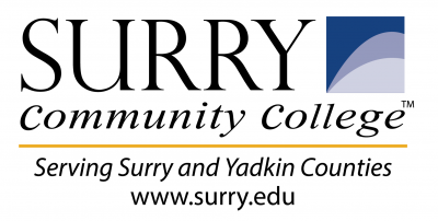 Surry Community College Logo. Image text says: Surry Community College. Serving Surry and Yadkin Counties. www.surry.edu.